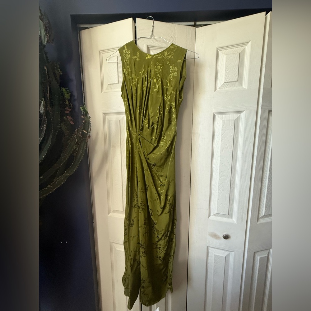 Zara Ruched Jacquard Midi Dress